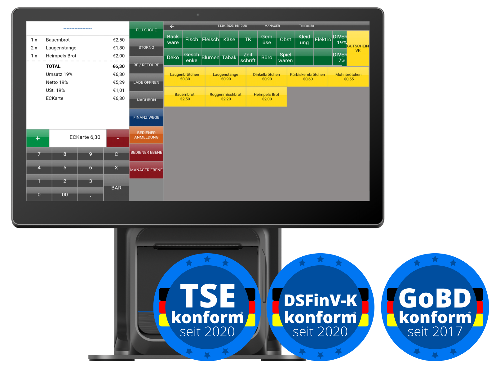 Gastronomie Kassensystem finanzamtkonform TSE GoBD POSSUM16 G2DS (2026)