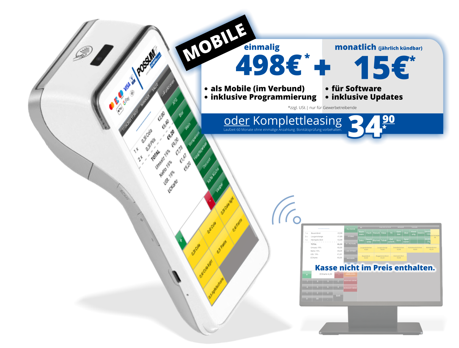 POSSUM5+ mobiles Kassensystem Banner Bild mit Preis